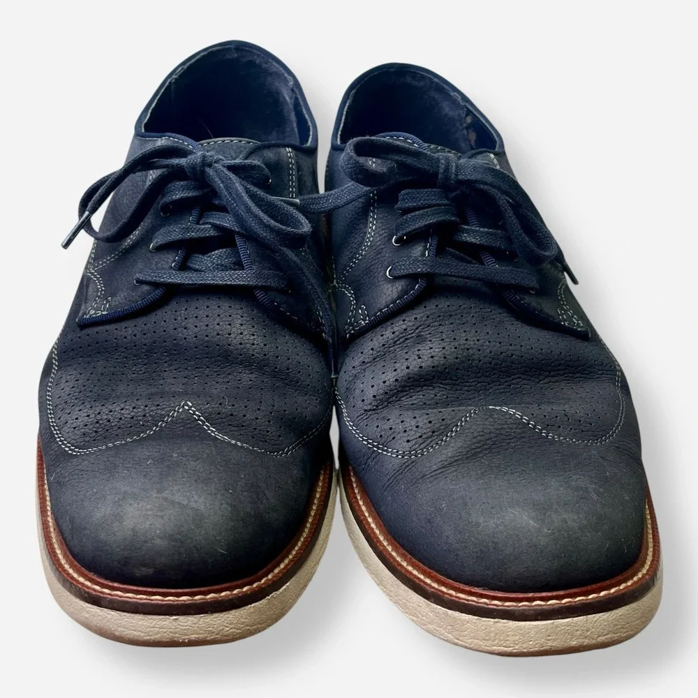 Johnston & Murphy Wingtip Oxford Dress Shoes Mens 10.5 Blue Nubuck Leather 10869